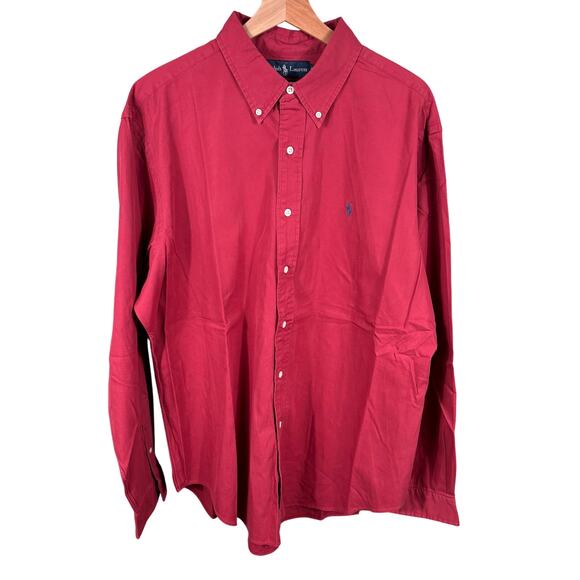 Ralph Lauren Long Sleeve Shirt Men's Size XL Red Classic Fit Casual Button Down - Picture 1 of 10